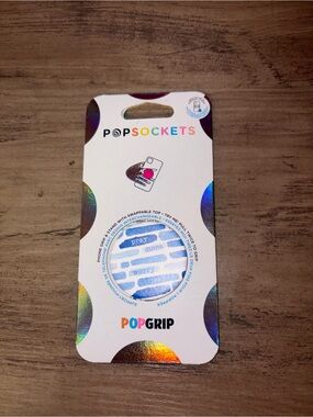 NEW PopSockets PopGrip Swappable Phone Grip White Blue Striped Grip & Stand